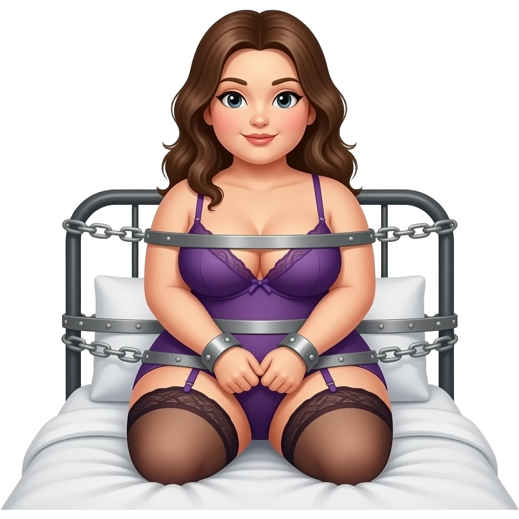 Chubby Wife lingerie restrained to bed emoji