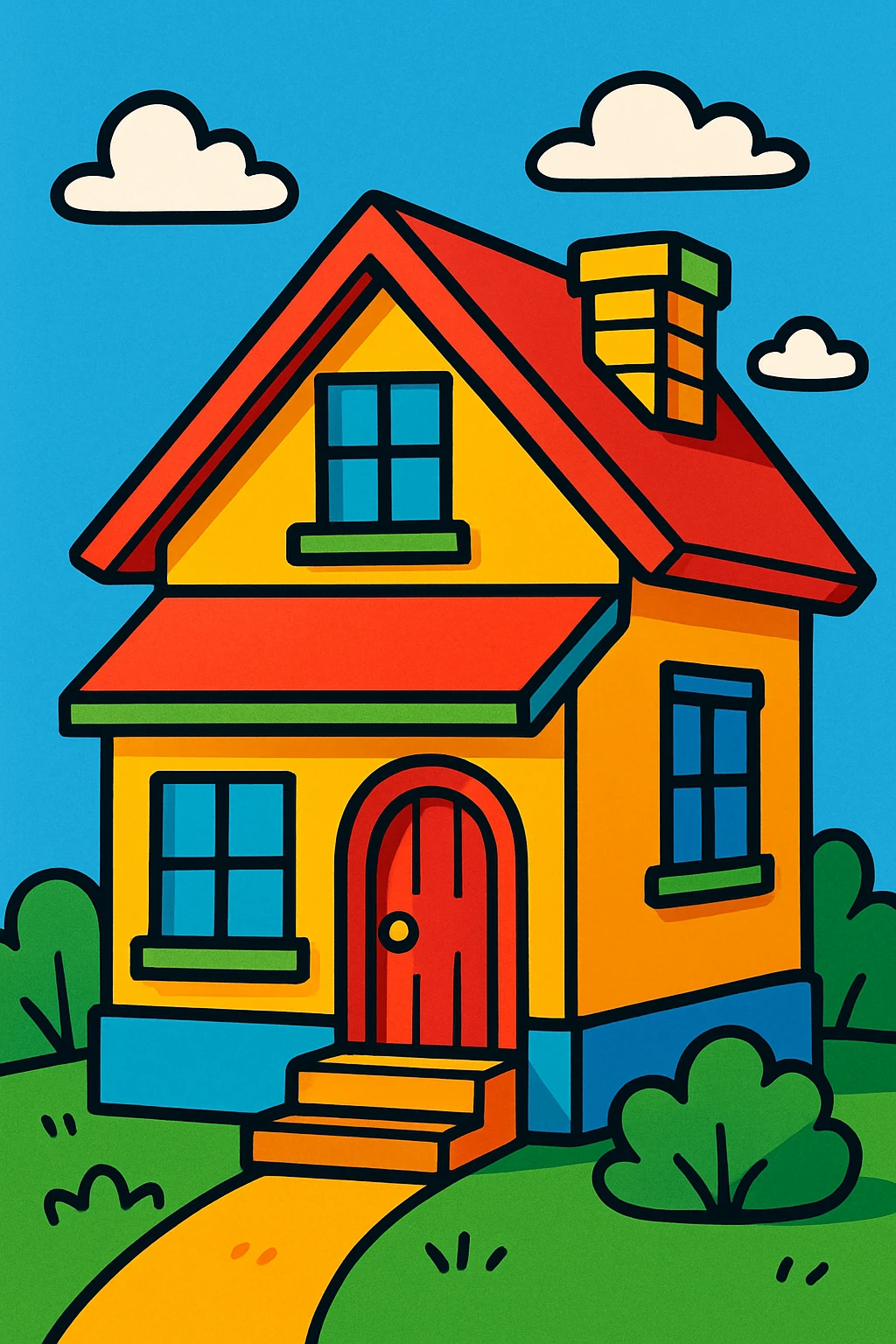 house, vibrant cartoon style, colorful and lively emoji