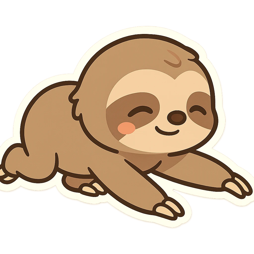 a sloth moving very slowly, relaxed and content, simple friendly style emoji