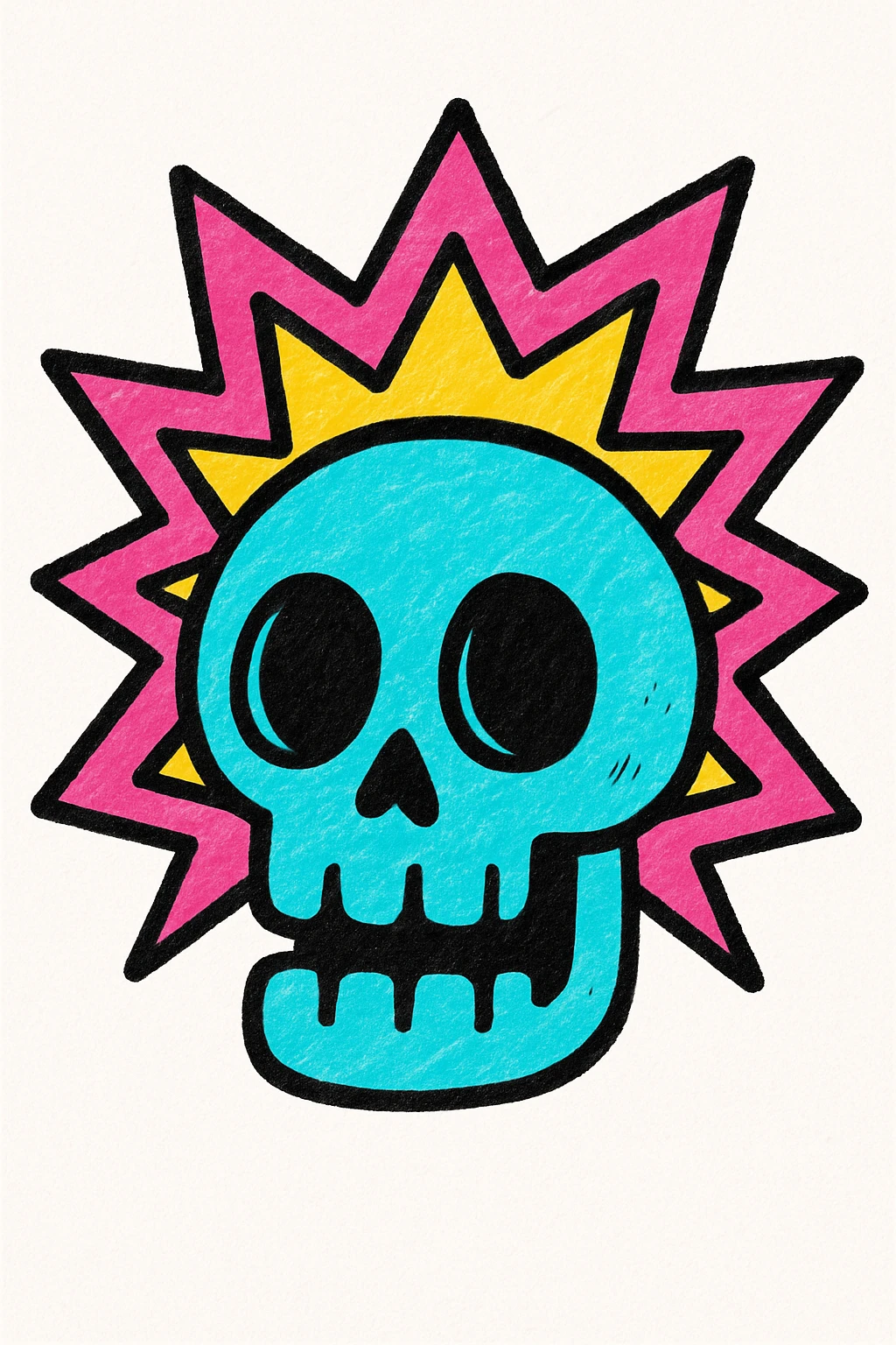 skull with a comic-style explosion, colorful and energetic, vibrant colors, dynamic emoji