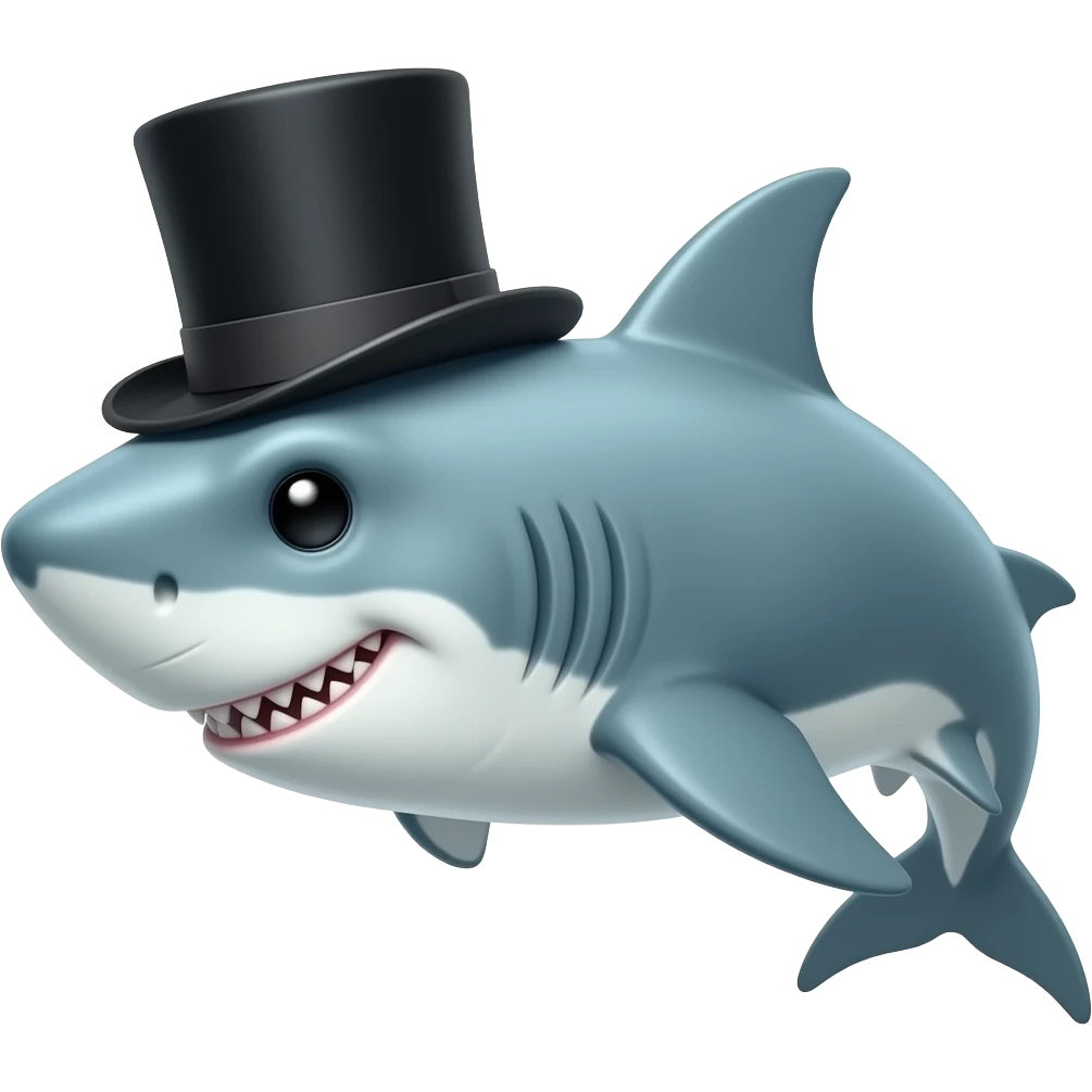 Shark with a top hat emoji