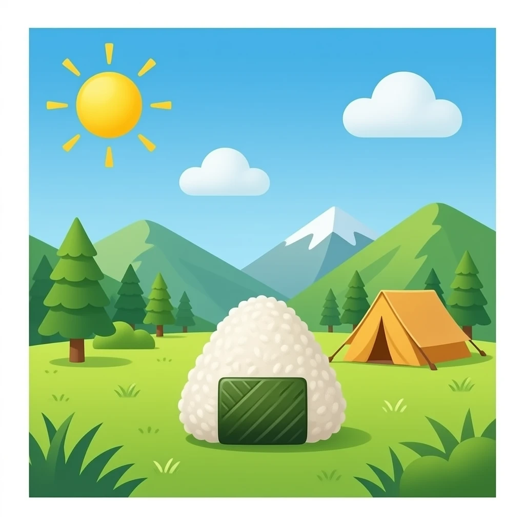 🏕+🍙 emoji