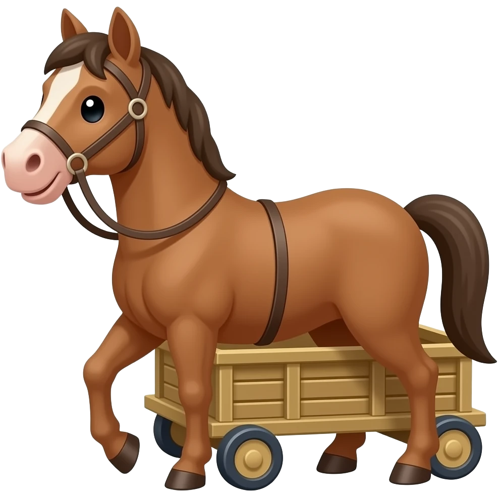 The 2d animation  cartoon horse have a cart emoji