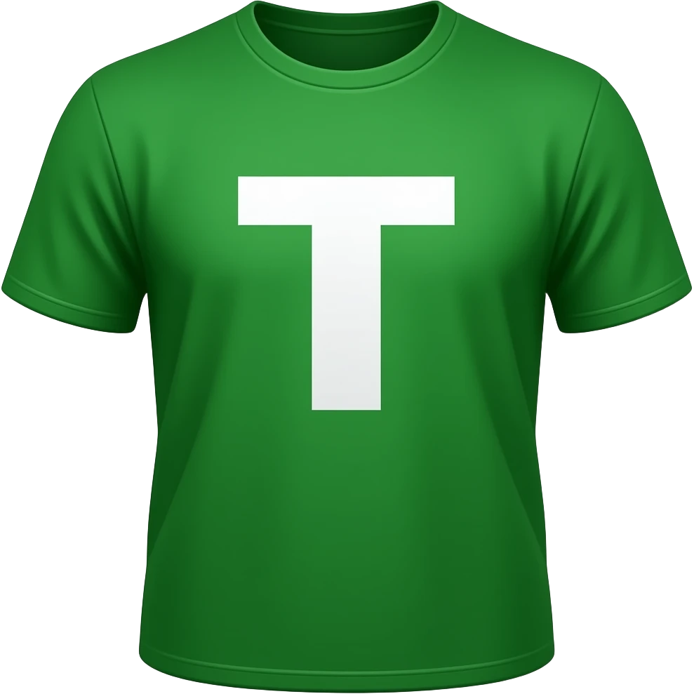 green tshirt with T emoji