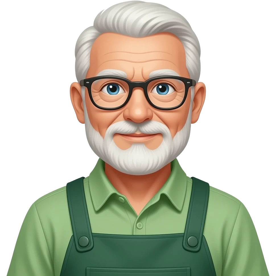 old man wear glasses and green gardener outfit emoji