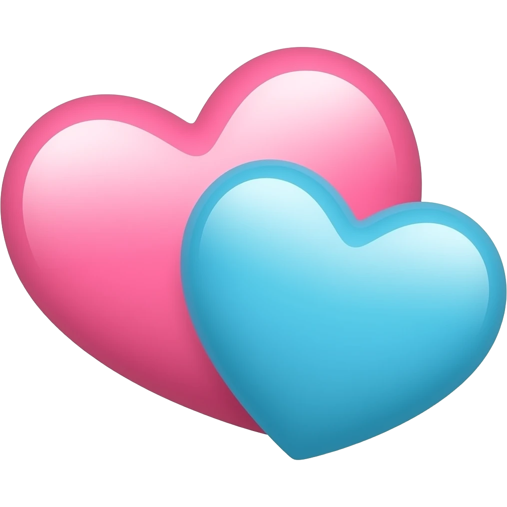 연핑크,연하늘 하트 곂쳐진거 두개만 emoji