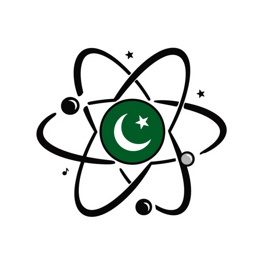 Hand-drawn atom symbol with Pakistan flag colors emoji