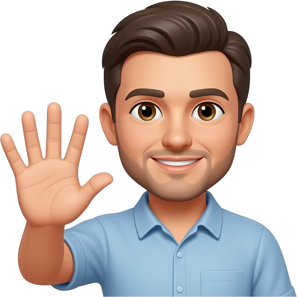 create a human with open 3 finger hand and with face for the flow chart diagramm emoji