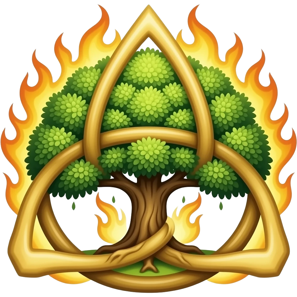 celtic trinity knot with iconic tree of life and fire emoji