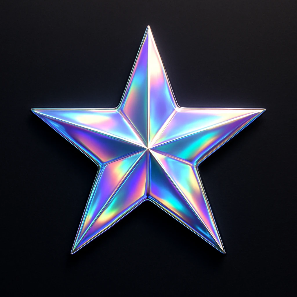 star with a holographic effect, glamorous and stylish emoji