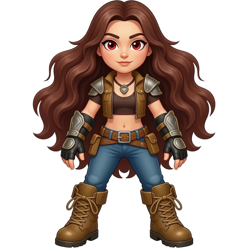 Phoeberacula with hair red eyes as  gloves boots bra emoji