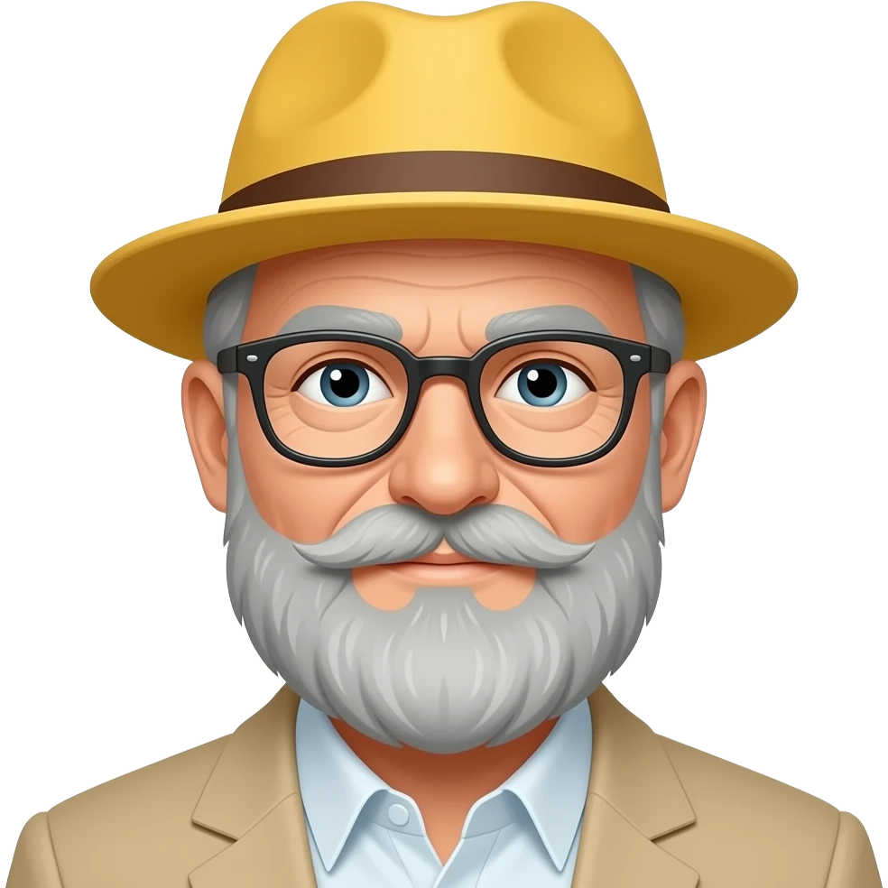 Old man in Yellow hat and glass emoji