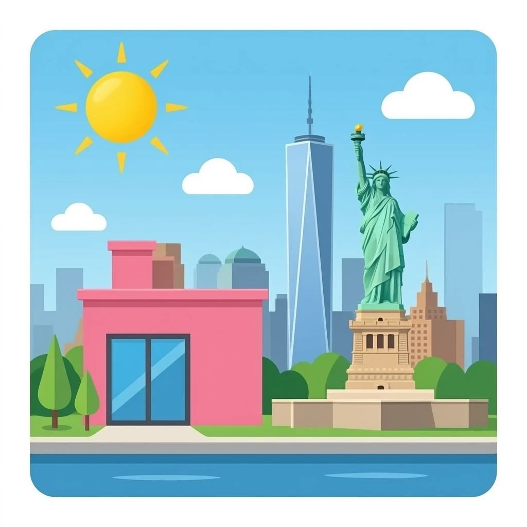 Aman New York Pink Building in New York  Statue of Liberty emoji