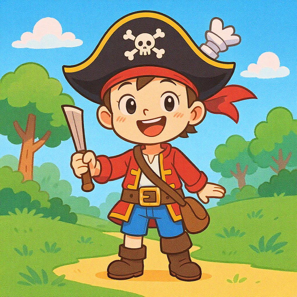 PIRATe style animé qui dit bienvenue les enfant  emoji
