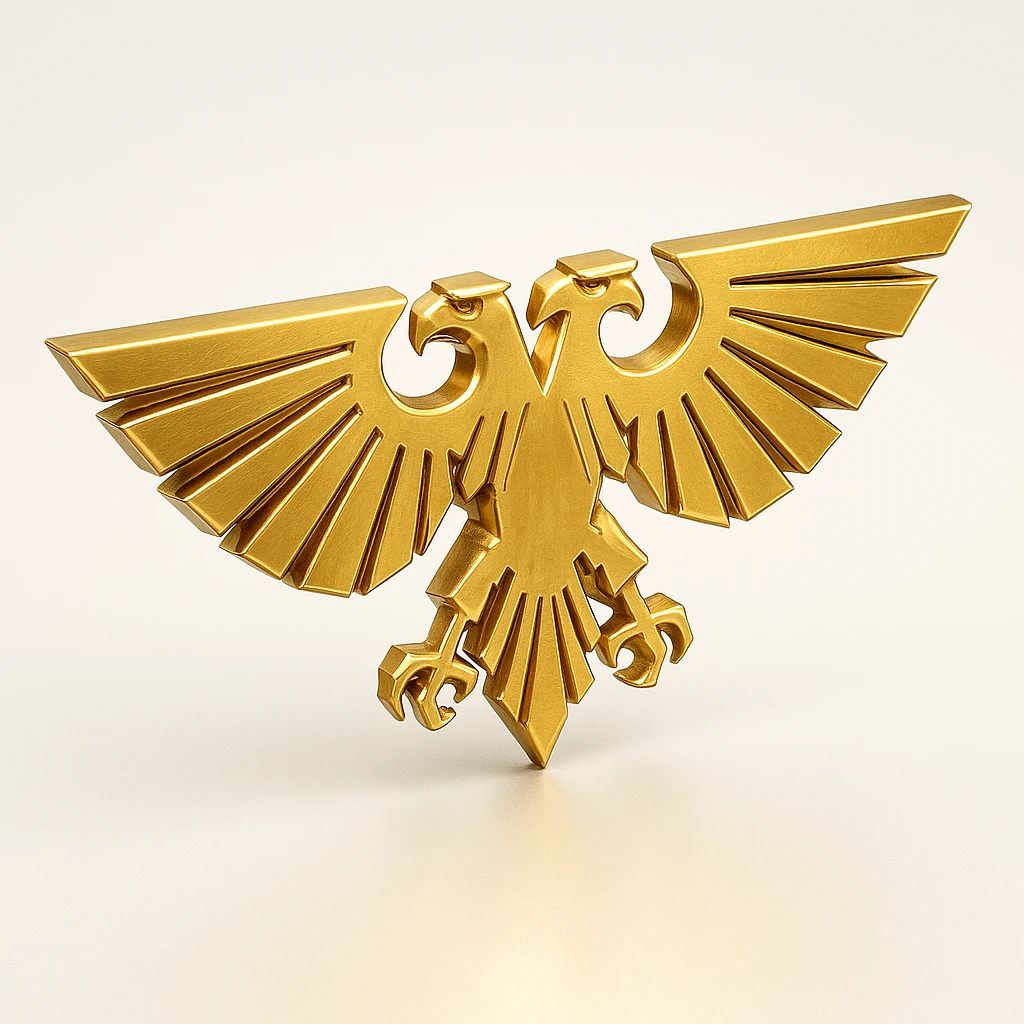 Imperial Aquila from Warhammer 40k, classic design, sharp edges, no text emoji