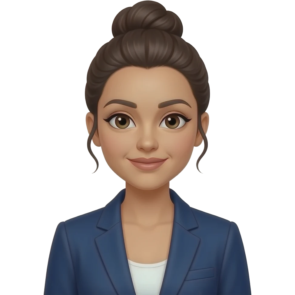 brunette woman with a high bun emoji