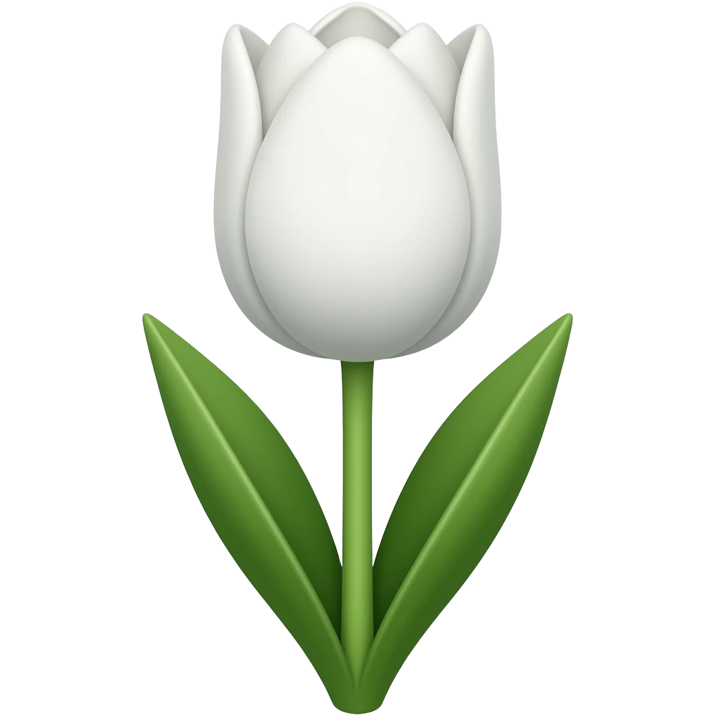 I want a very small white tulip emoji with a green stem with 2 leaves emoji