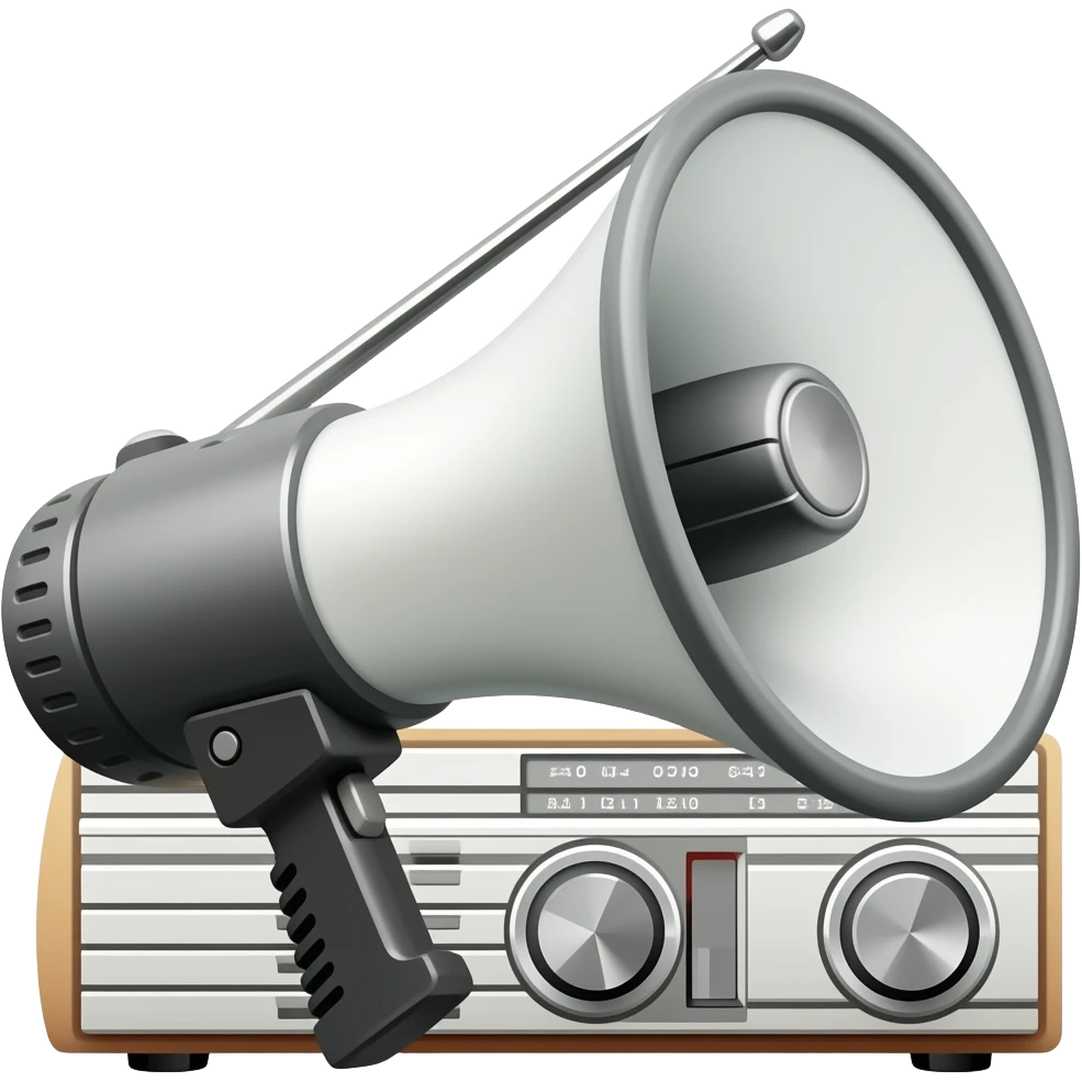 radio microphone with megaphone emoji
