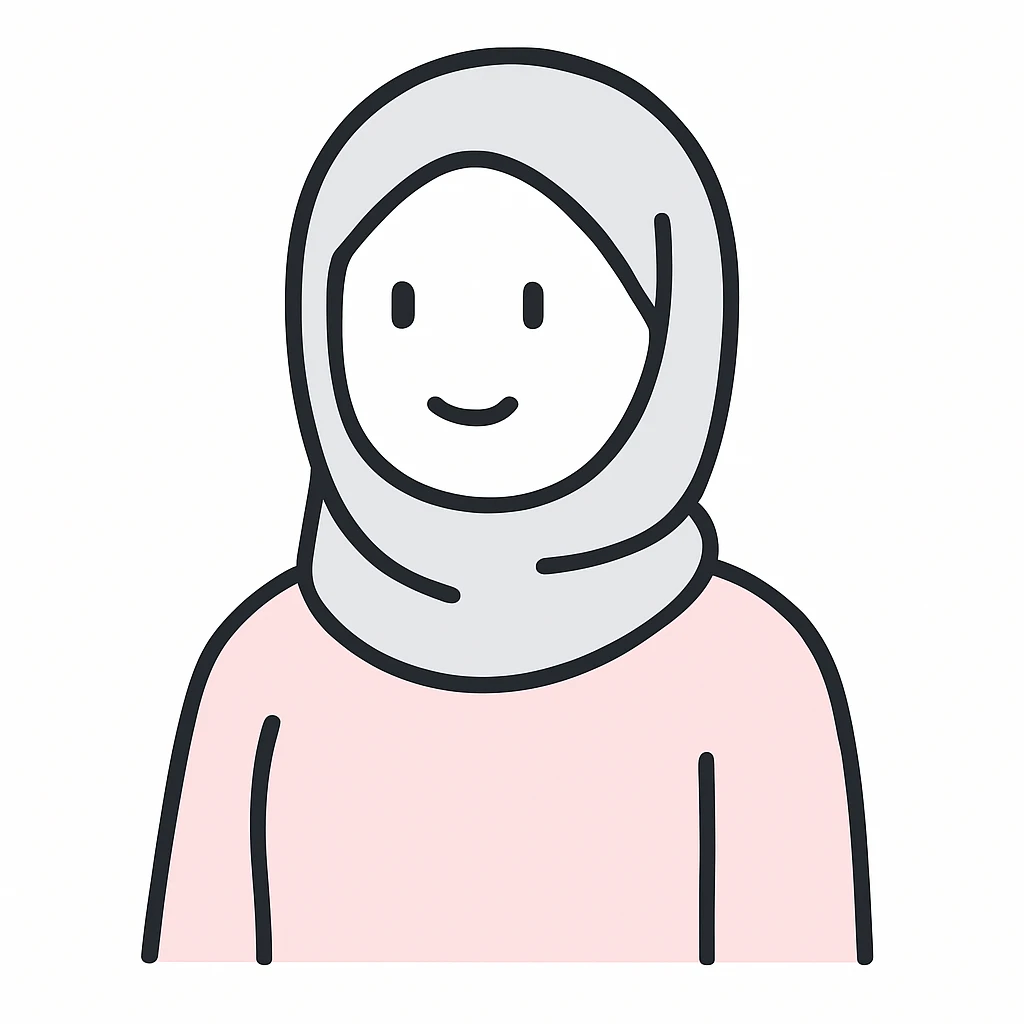 a hijabi, minimalistic, flat colors emoji
