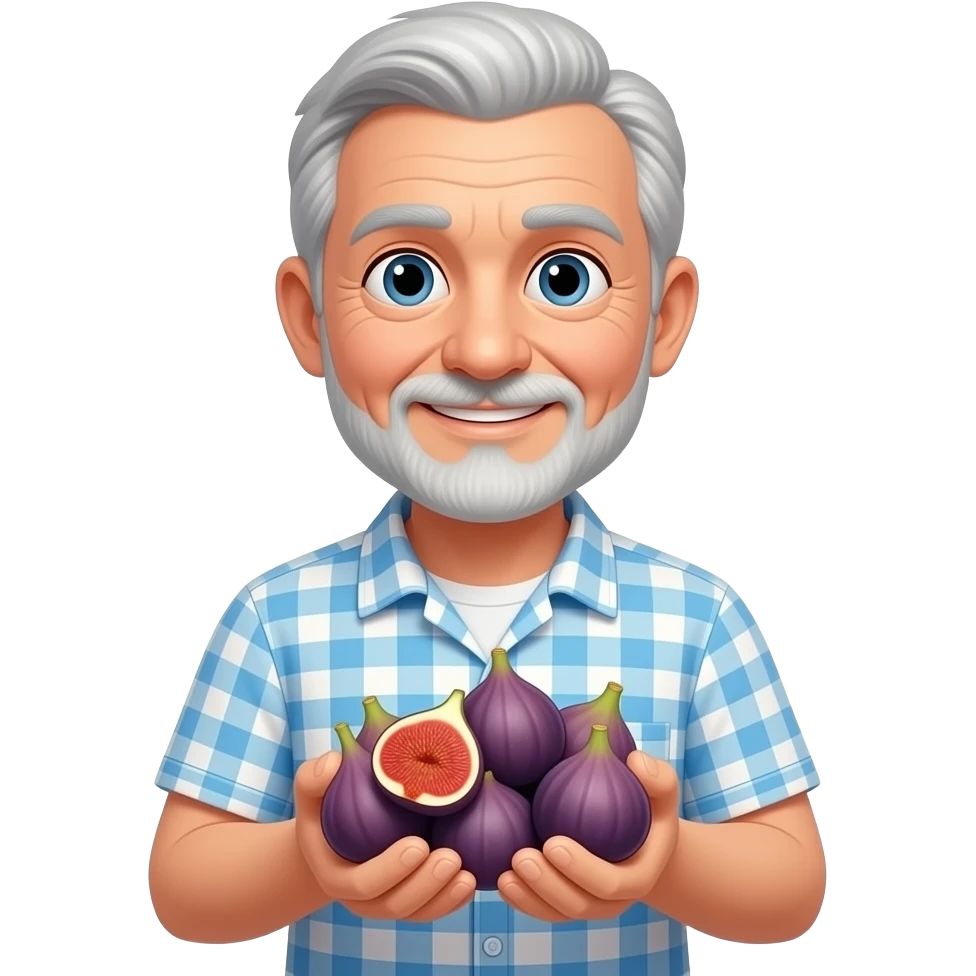 no beard, no mustache 72-year-old man and figs emoji