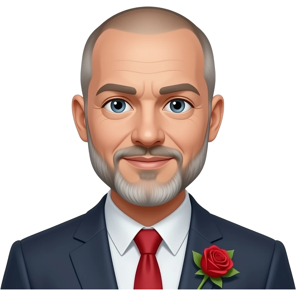 Bald White man with salt and pepper beard  marrying a black Nigerian women emoji