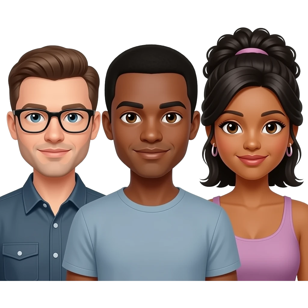 2 white men 2 black females emoji