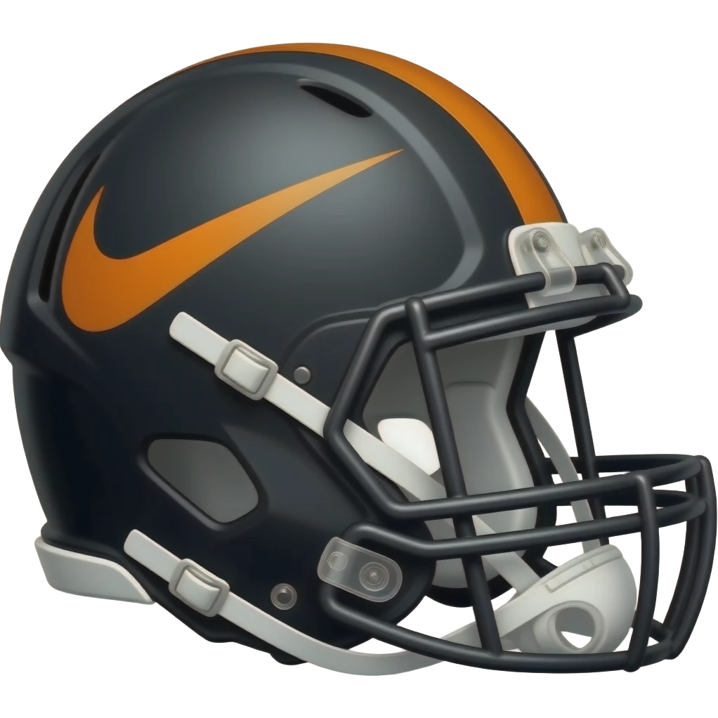 Nike football black helmet orange logo on side, other side emoji