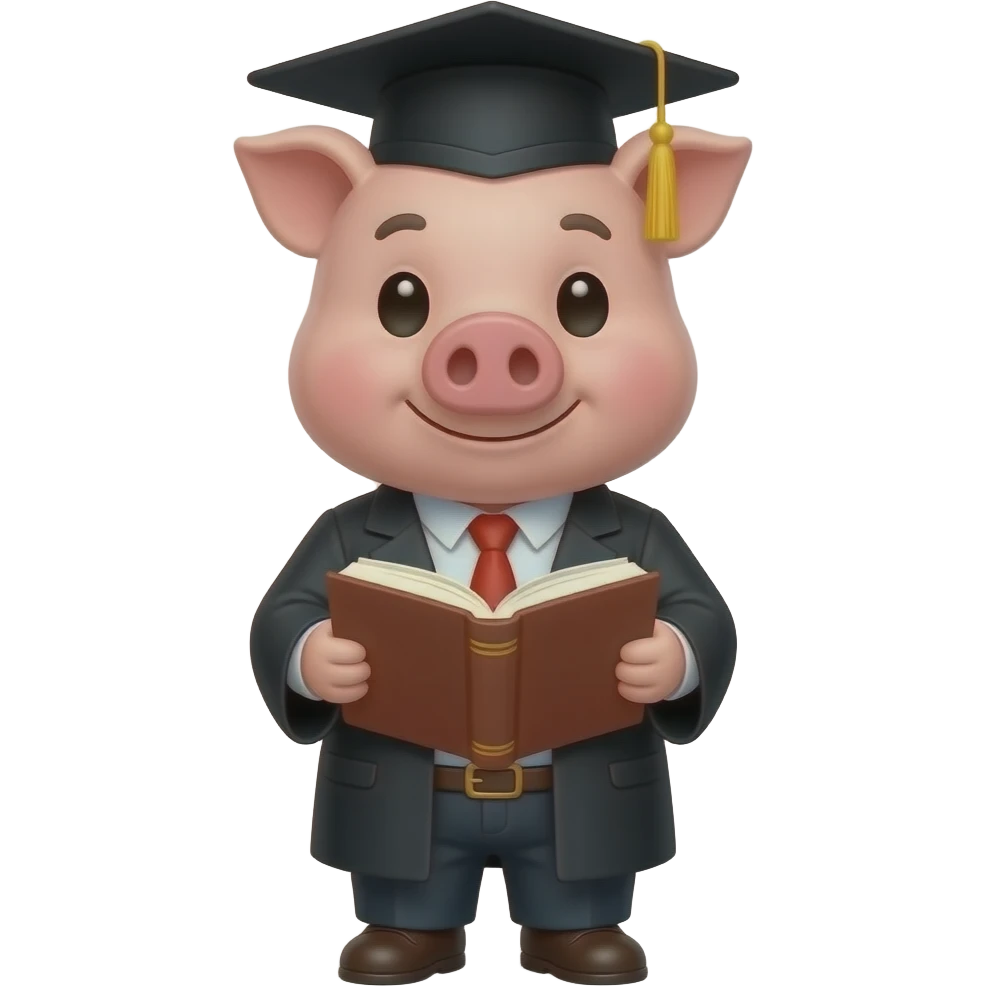 college attire Pig Reading emoji