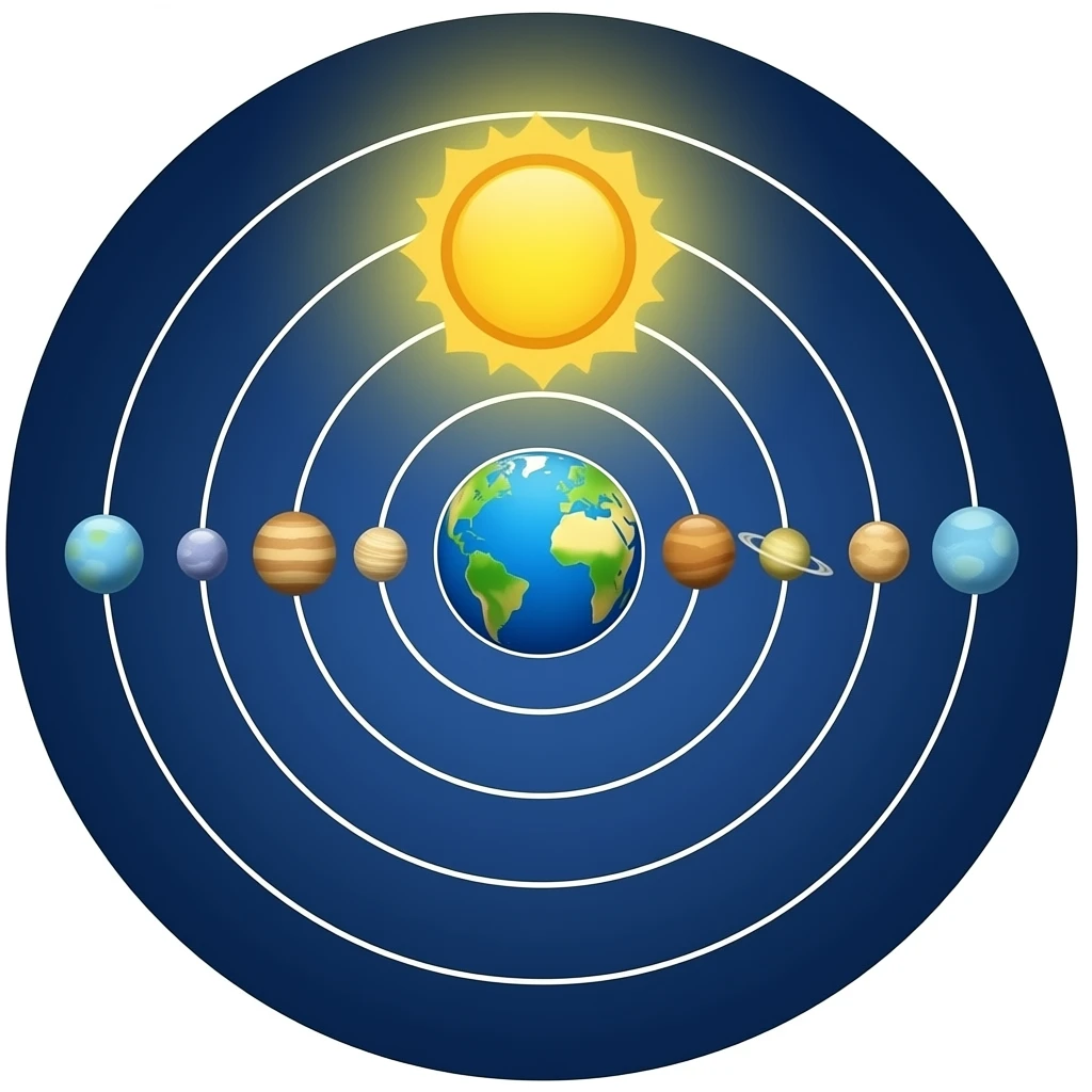 Geocentric solar system with earth at center emoji