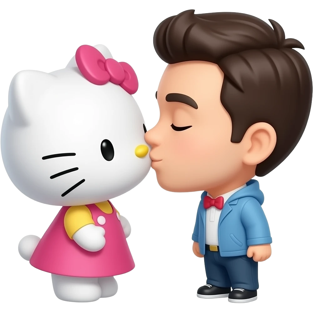 헬로키티랑 남자버전헬로키티의 커플 볼뽀뽀 emoji