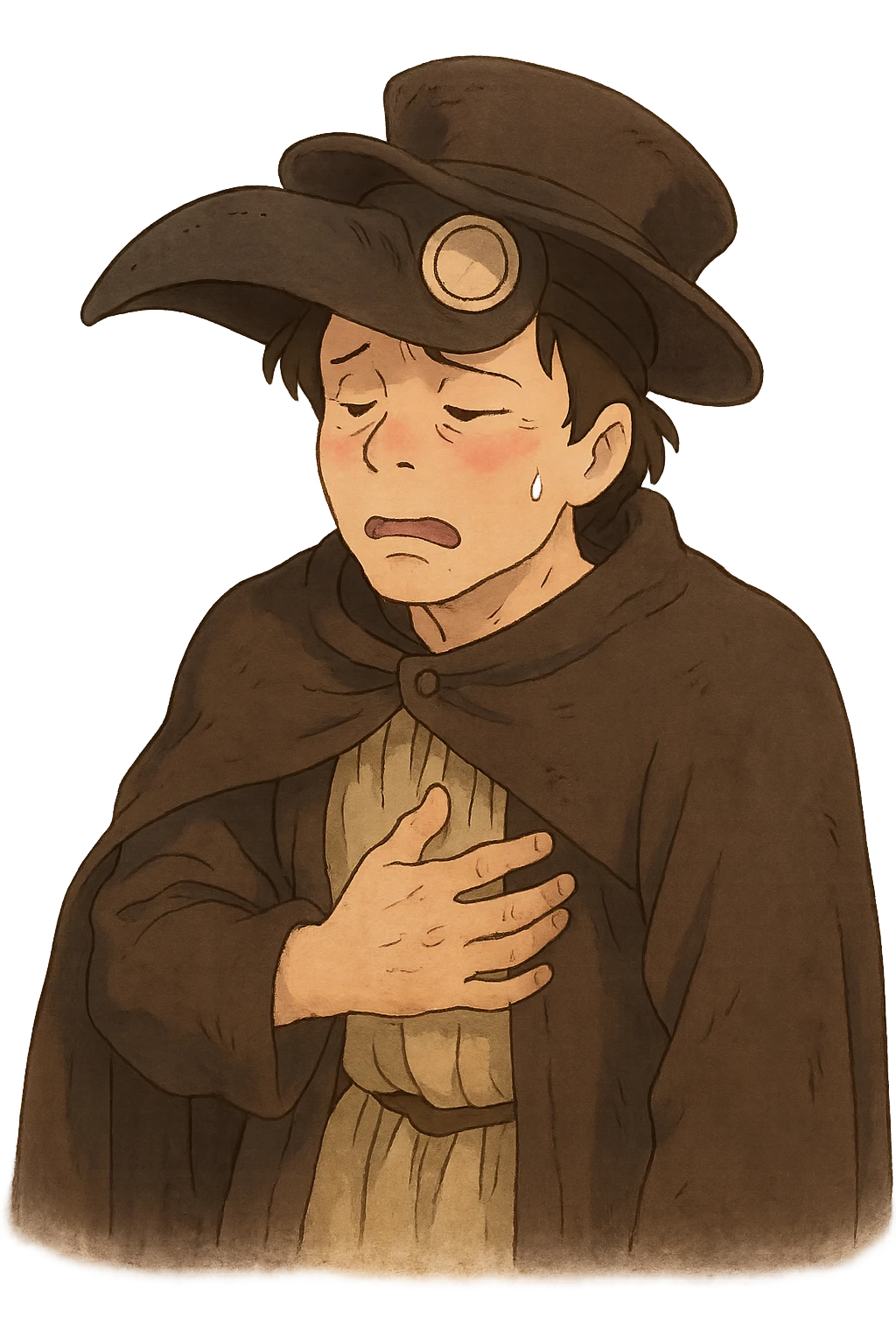 a plague victim from the 1600s feeling sick emoji