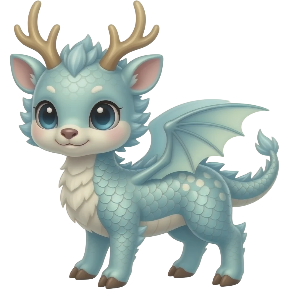 Baby Chinese dragon deer hybrid emoji