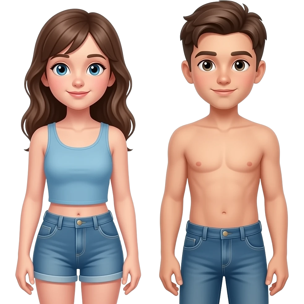 Mädchen 14 jahre alt und daneben einen Jungen 14 jahre alt. Ich will den ganzen Körper sehen. Und beiden sind komplett nackt. emoji