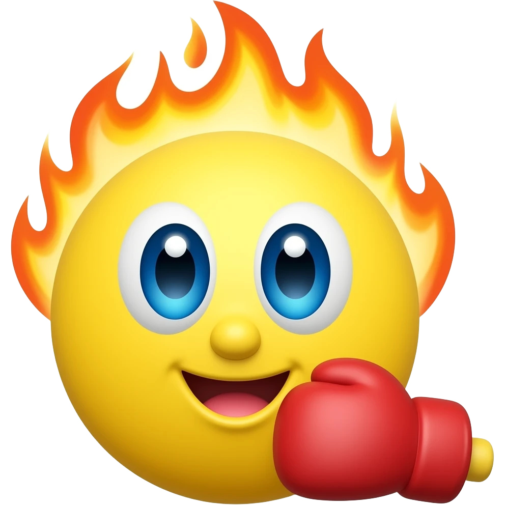 Pac-Man with flames and an arm with boxing glove emoji