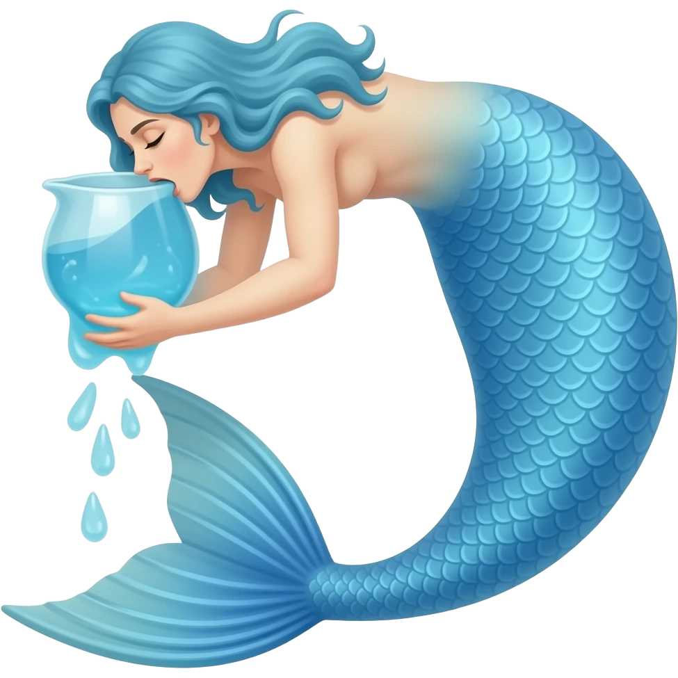long #B8FFFF mermaid tail swallowed a whole human emoji