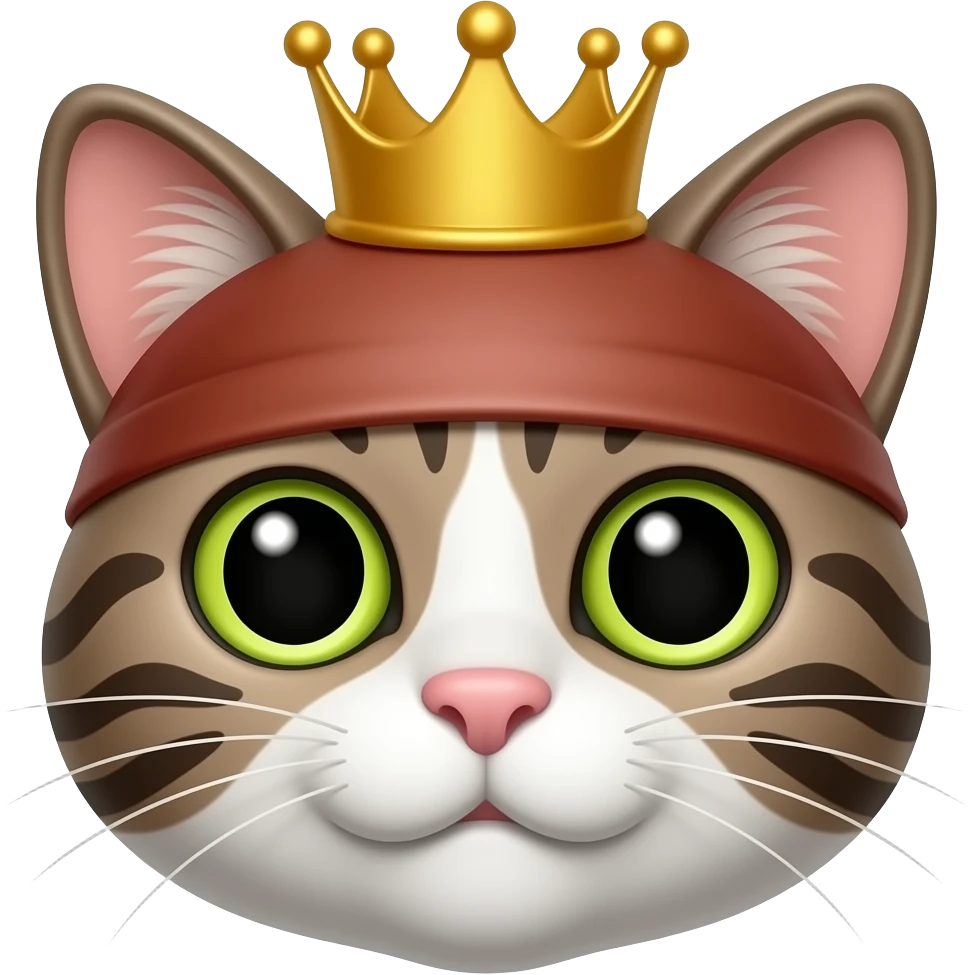 Pirate male cat head with crown emoji