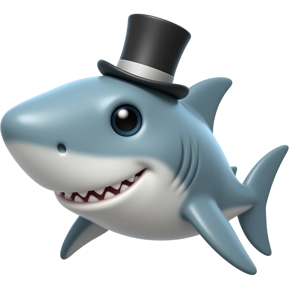 Shark with a top hat emoji
