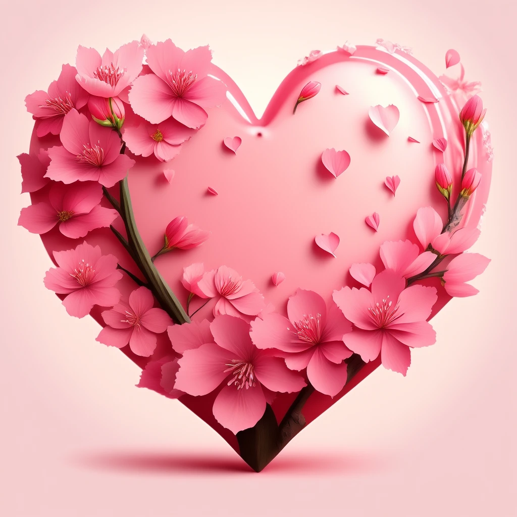 heart with sakura petals, no background emoji