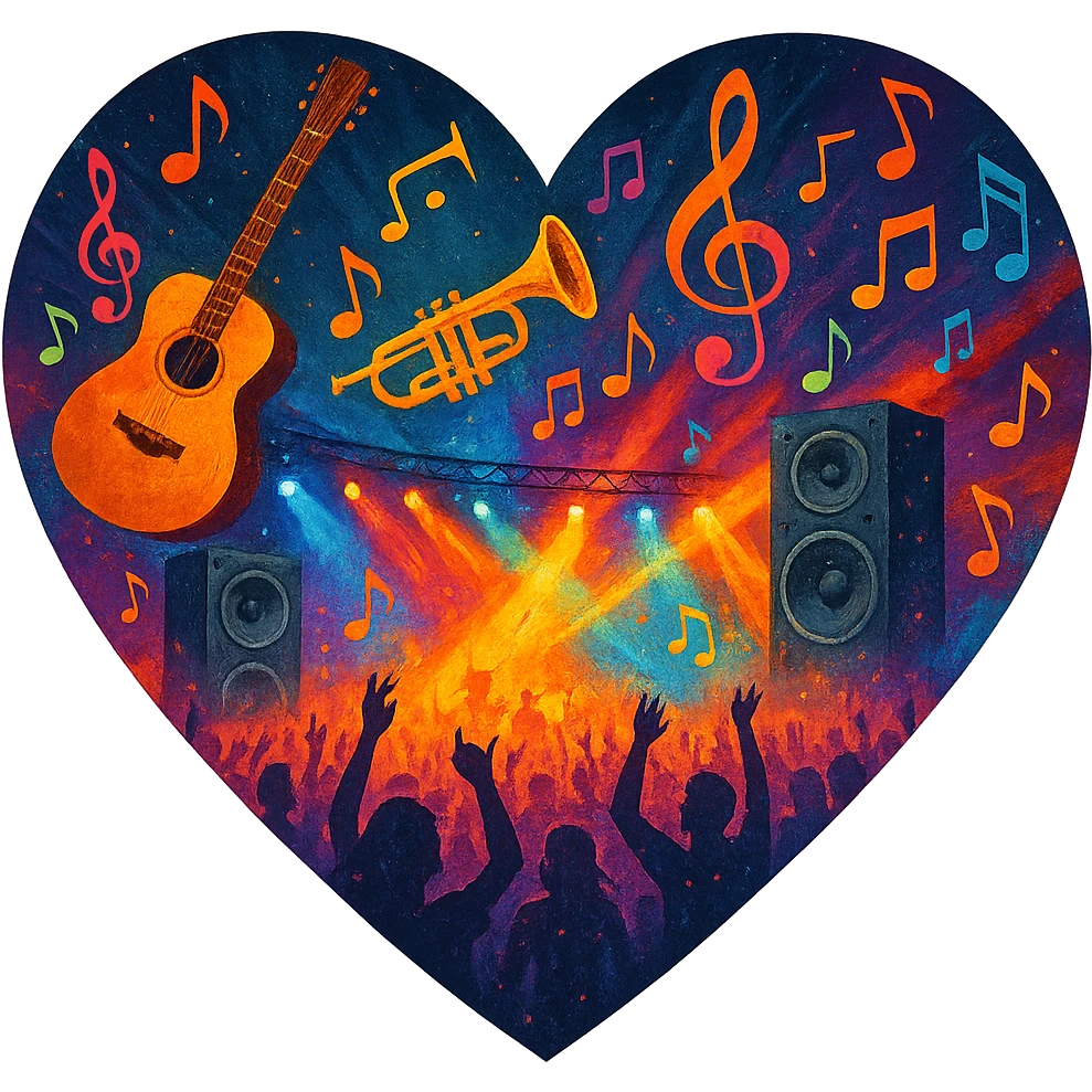 heart with a music festival theme emoji