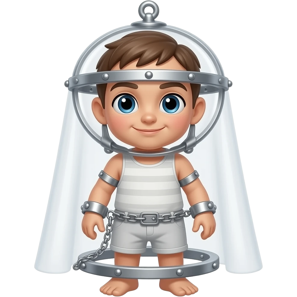 A twink not wearing anything except for a tiny chastity cage showing from head to toe emoji