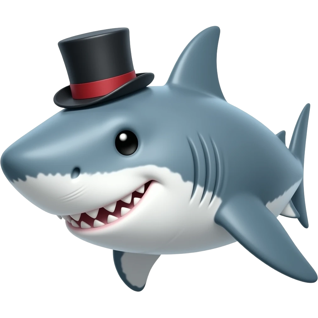 Shark with a top hat emoji
