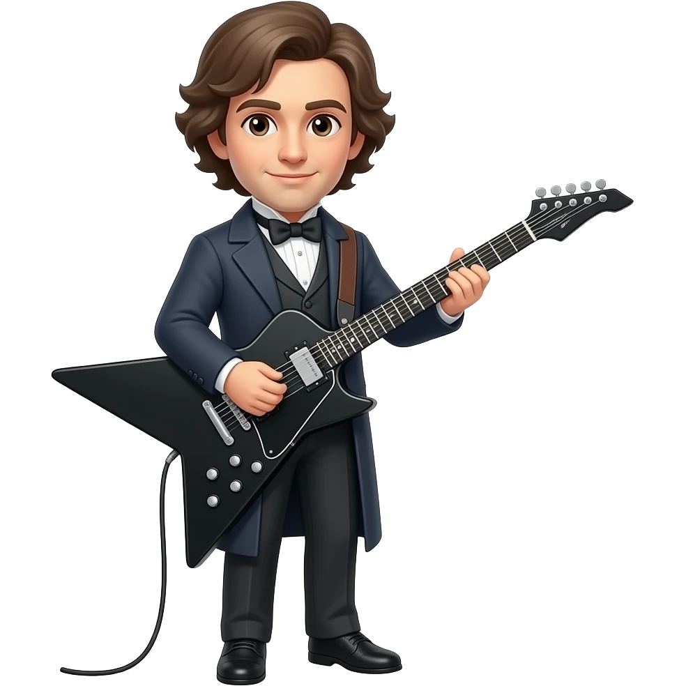 Chopin with black metal electric guitar full body emoji