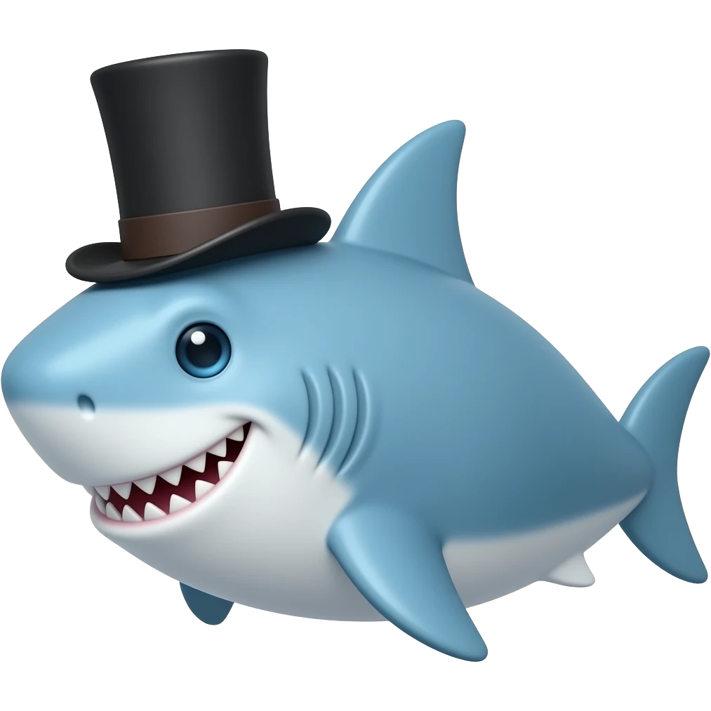 Shark with a top hat emoji