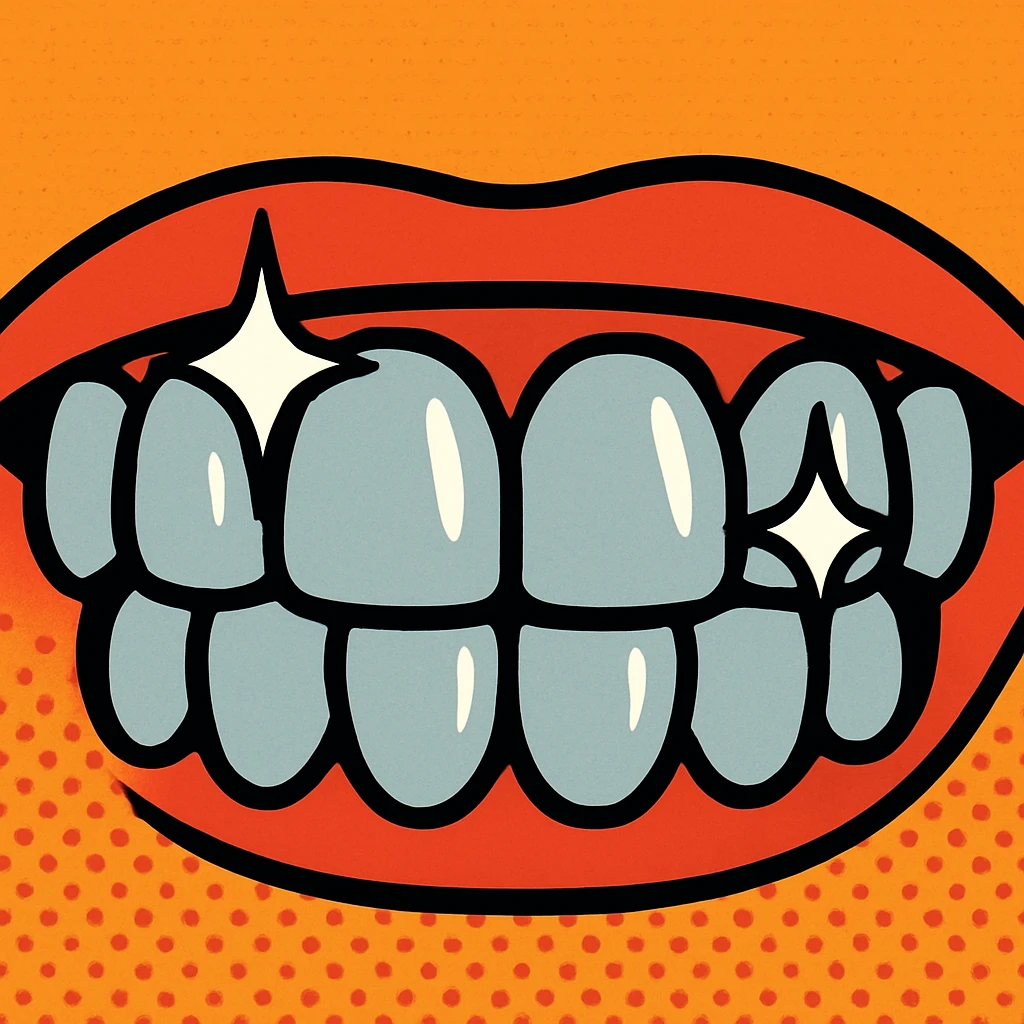 silver teeth, cartoon style, exaggerated shine, simple background emoji