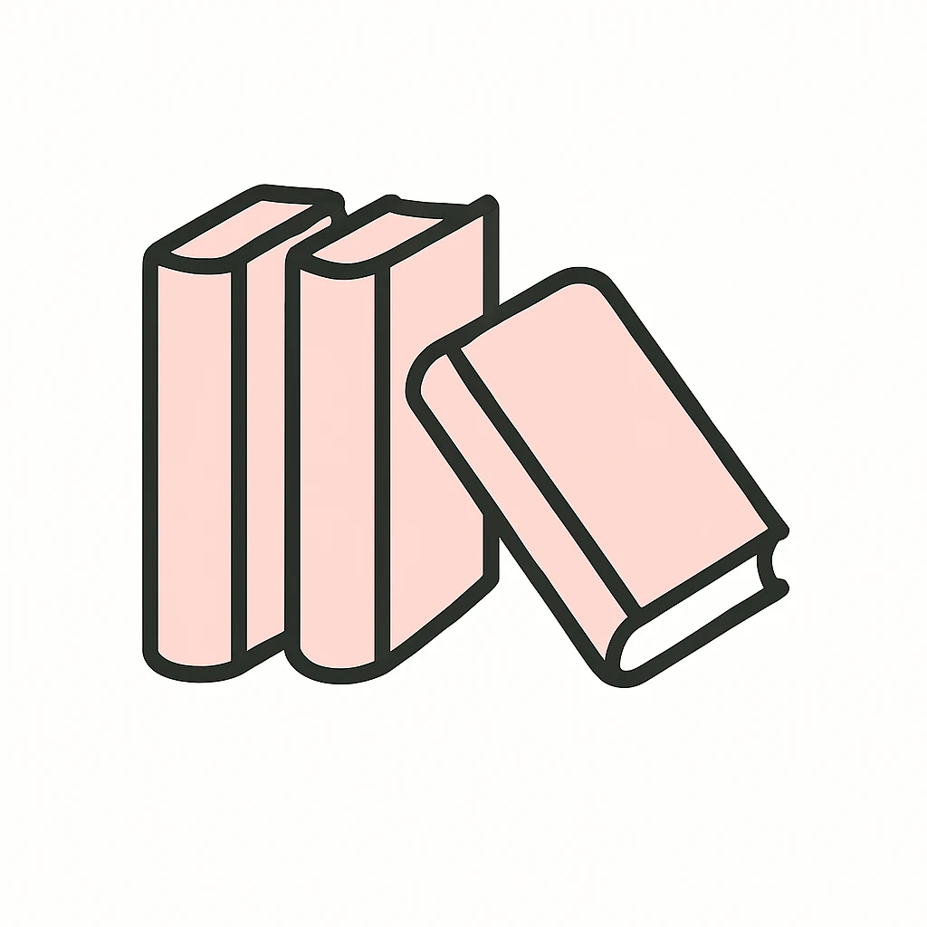 three pink books arranged in a row, flat illustration style emoji