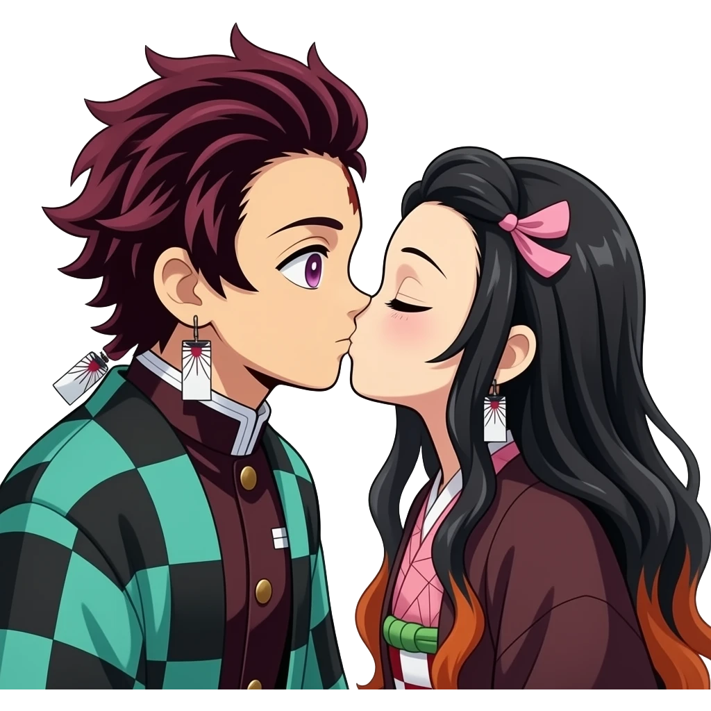 Zenitsu and nezuko kissing emoji