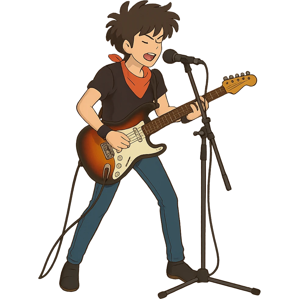 ghibli style rock star performing on stage emoji