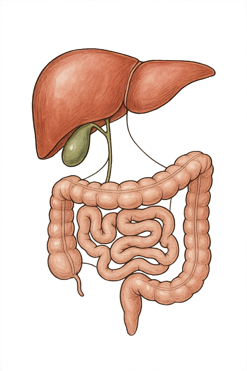 Connessione visiva con linee fegato , intestino e cistifellea emoji