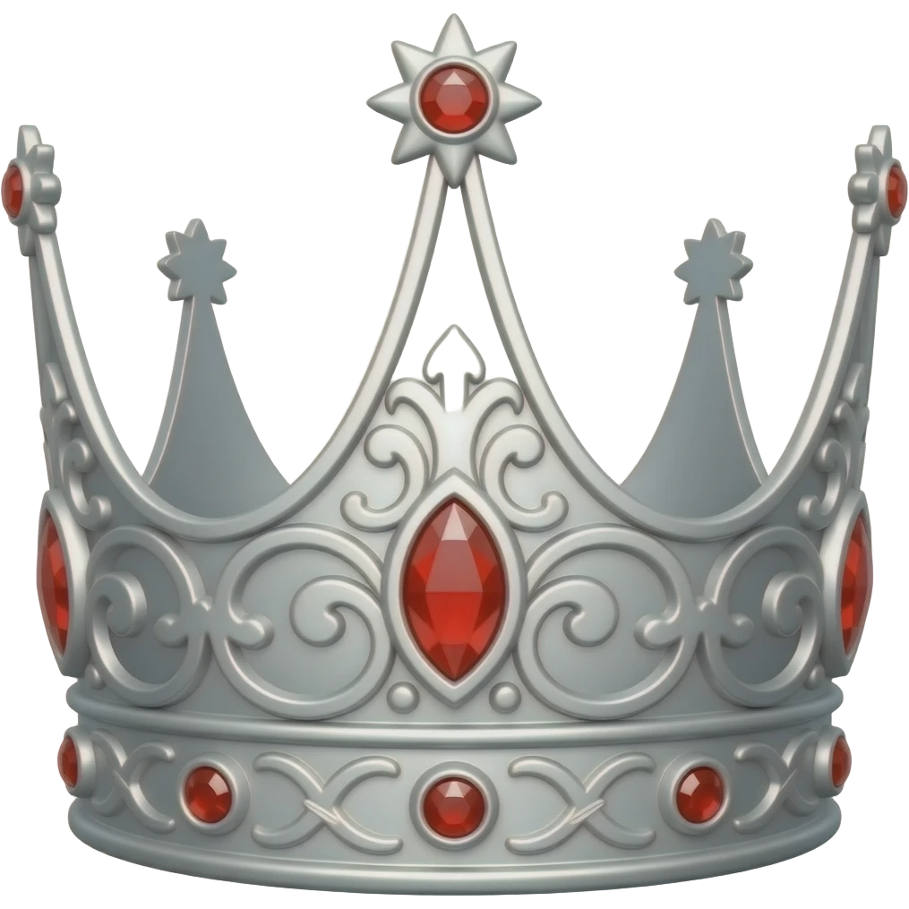 pointy white crown with red gems emoji