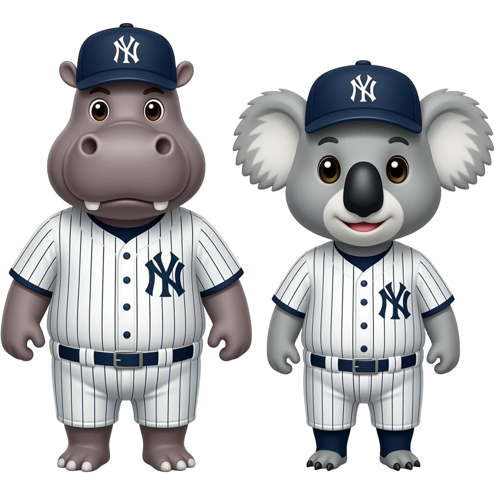 hippo and koala New York yankees emoji